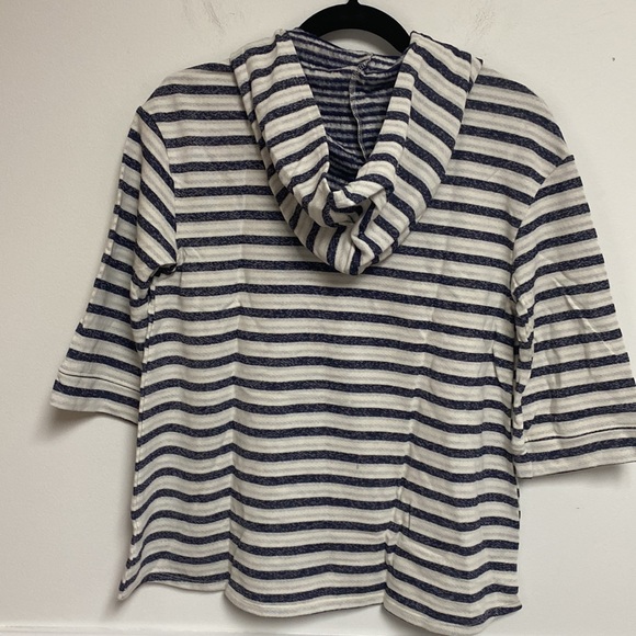 LAmade Womens stripe 3/4 length sleeve hooded top size S - Picture 6 of 6